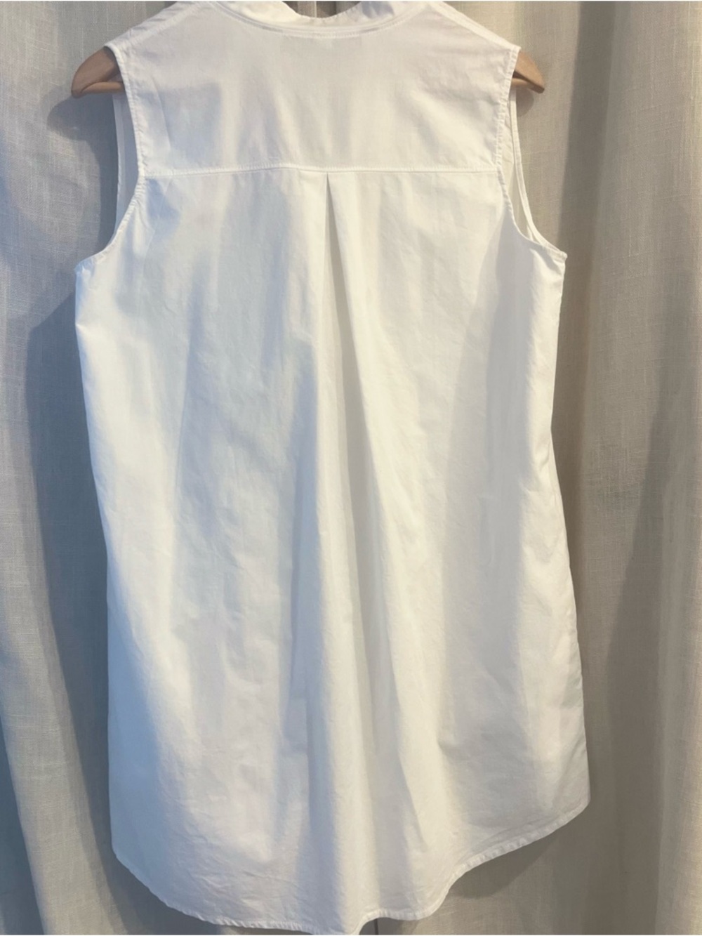 White Cotton Tunic Sleeveless Red Land Cotton Size L Pockets Capsule Wardrobe - Picture 6 of 9